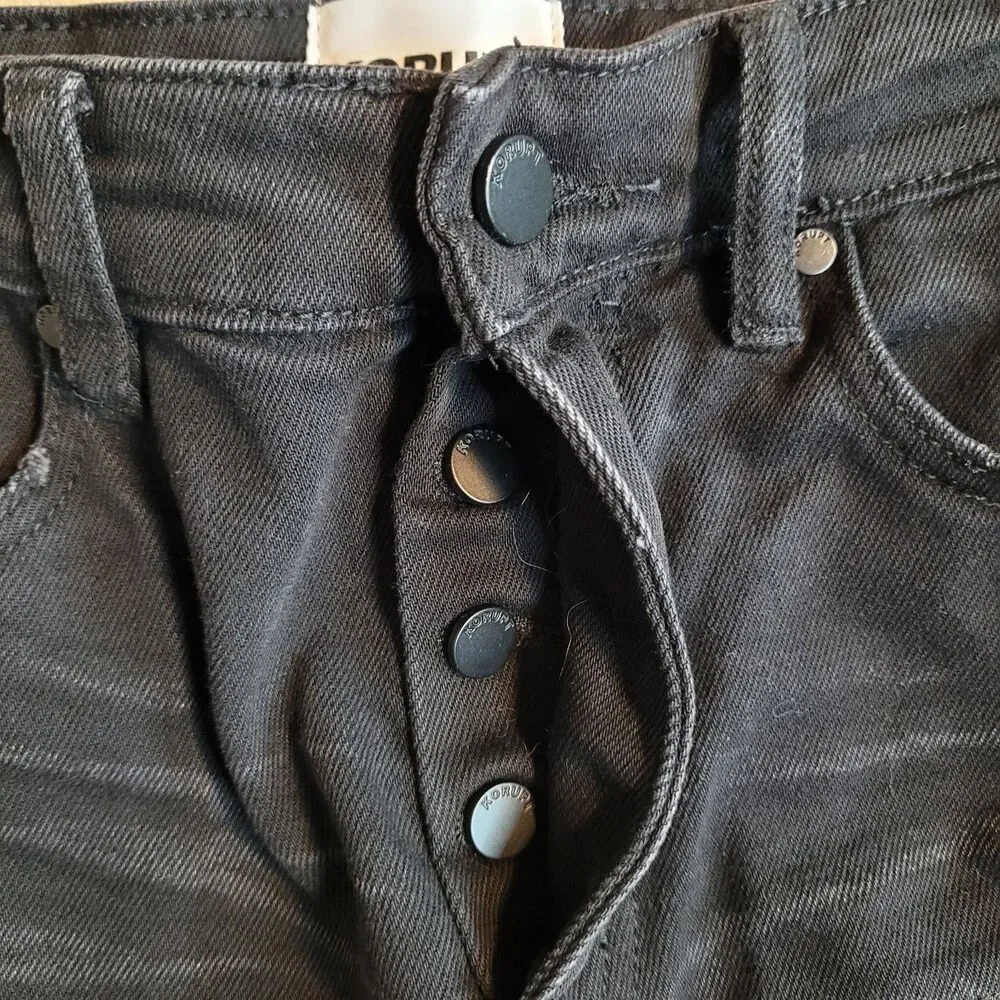 KORUPT Black Distressed Skinny Jeans Mens Tag 32 Button Fly Grunge Punk 33x31